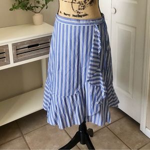Talbot’s Blue & White Faux Wrap Midi Skirt - Women’s 8P